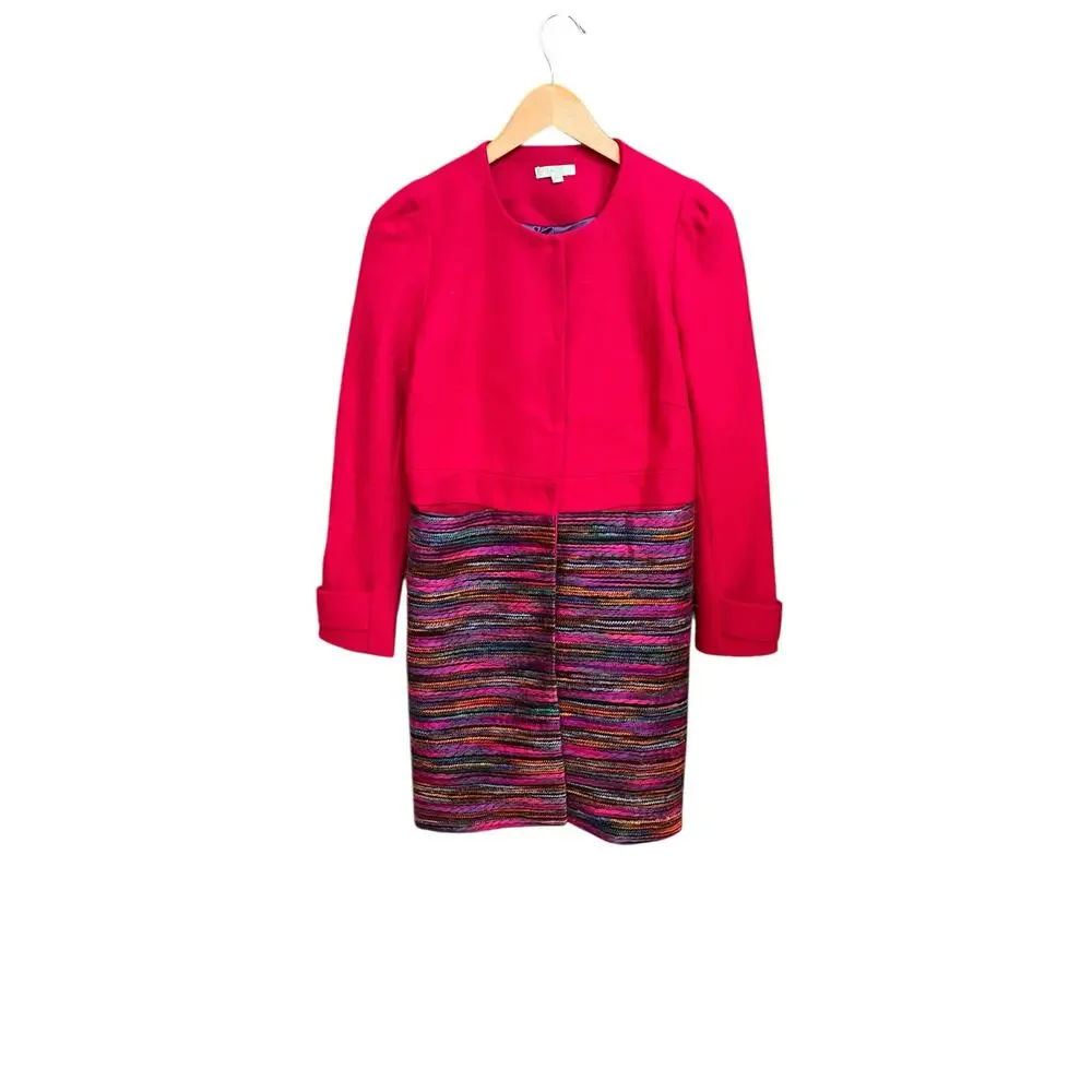 Jade Melody Tam Multi Color Pink Purple Wool Blend Coat Jacket Women's Small